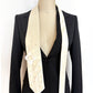 Embellished Ivory Satin Necktie, Hand-Embroidered Flower, Sequins & Pearls - Unisex
