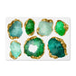 Pet Feeding Mat, Large Gemstones, Emerald and Gold