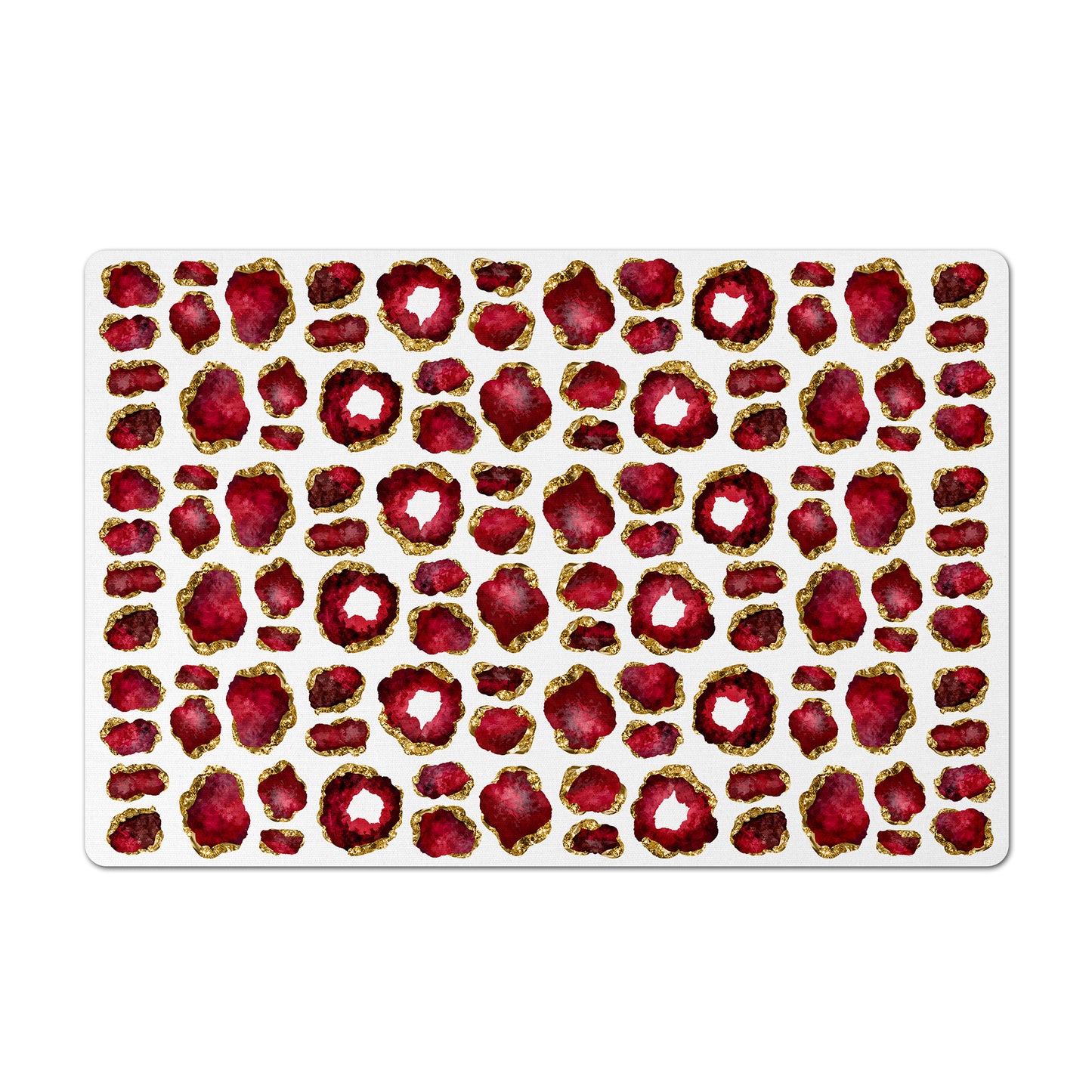 Pet Feeding Mat, Jewel Encrusted, Ruby Red and Gold