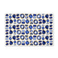 Pet Feeding Mat, Jewel Encrusted, Blue Sapphire and Gold