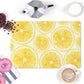 Lemon slices kitchen counter mat or bar cart rubber mat. Nonskid back.