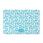 Personalized Leopard Pet Bowl Mat, Aqua and White