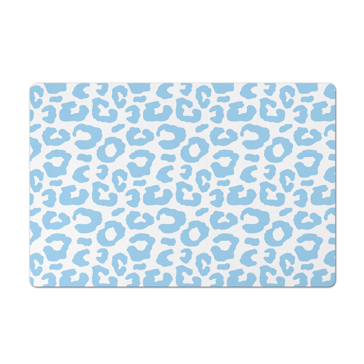 Pet Feeding Mat, Leopard Print, Baby Blue and White