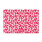 Personalized Leopard Pet Bowl Mat, Hot Pink Fuchsia and White