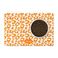 Orange and white leopard pet mat is personalized with any name or word for your dog or cat.