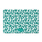 Personalized Leopard Pet Bowl Mat, Teal and White