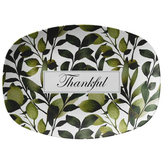 Green leaf platter is personalized with any name or word.  Beautiful custom gift idea.