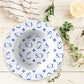 Personalized White and  Blue Monogrammed Bowl with all over repeating initials and stylish motif