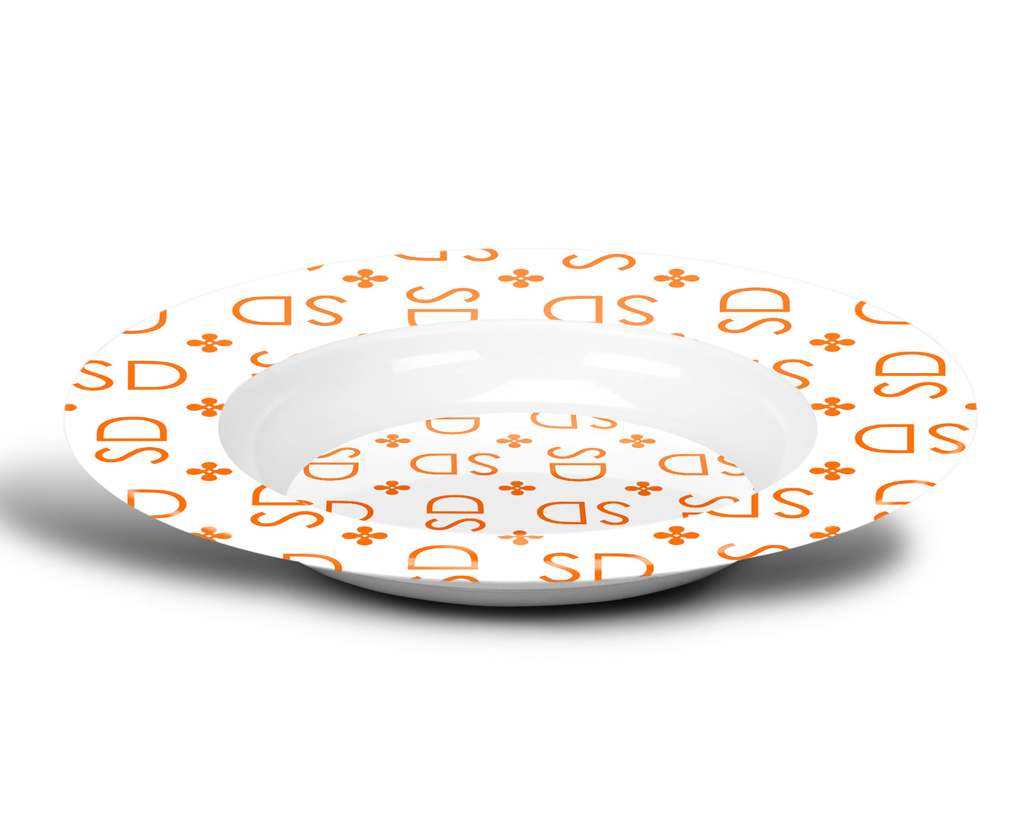 Stylized Monogram Bowls, Orange, Set of 4, Luxury Plastic