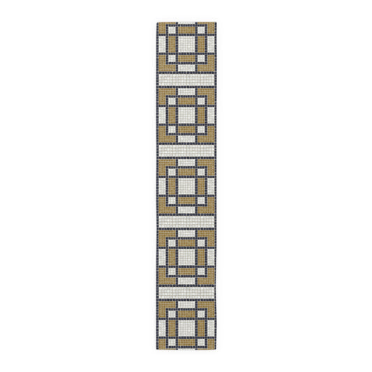 Mosaic Bistro Tile Table Runner, Check Pattern, 16" x 90"