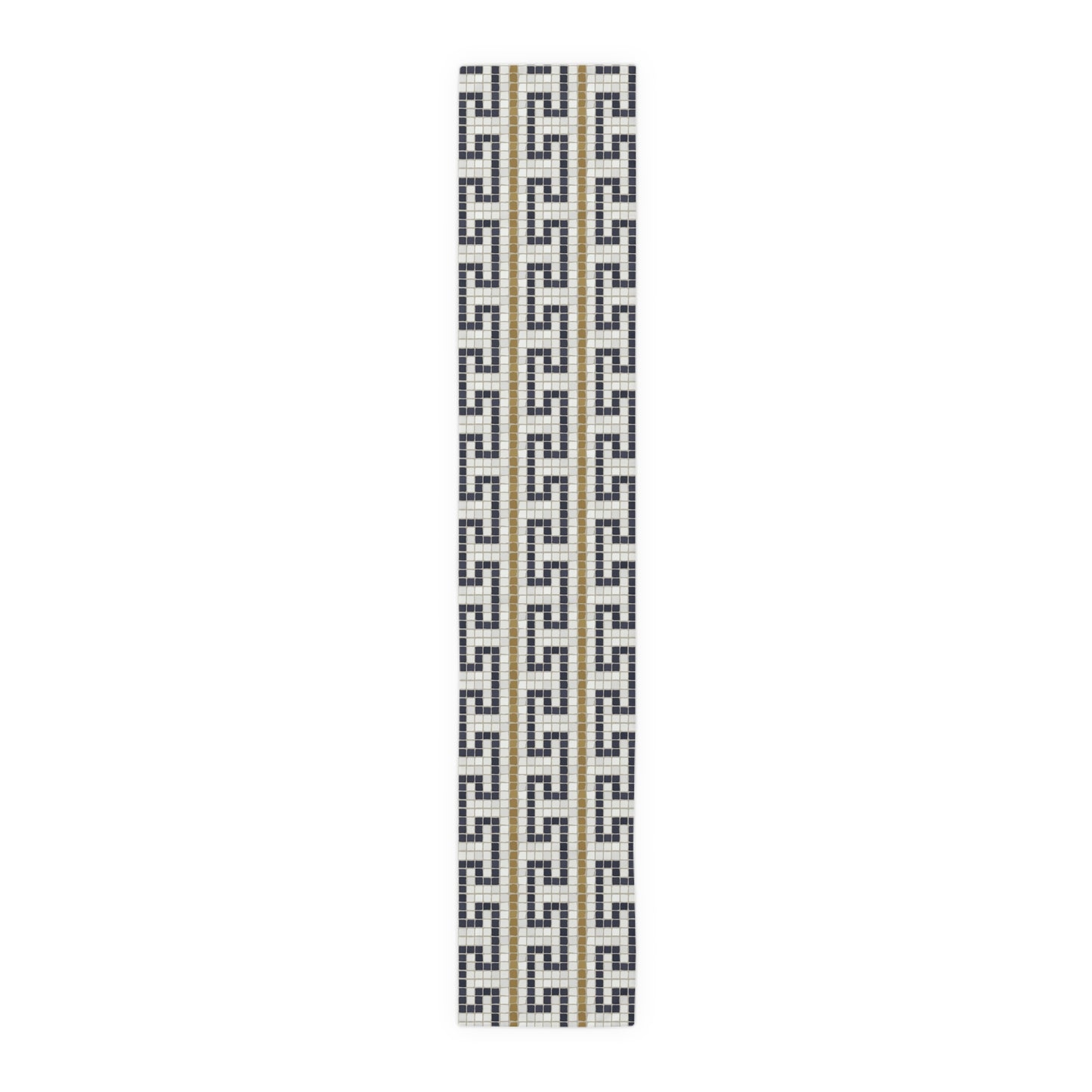 Mosaic Bistro Tile Table Runner, Stepped Fret Pattern, 16" x 90"