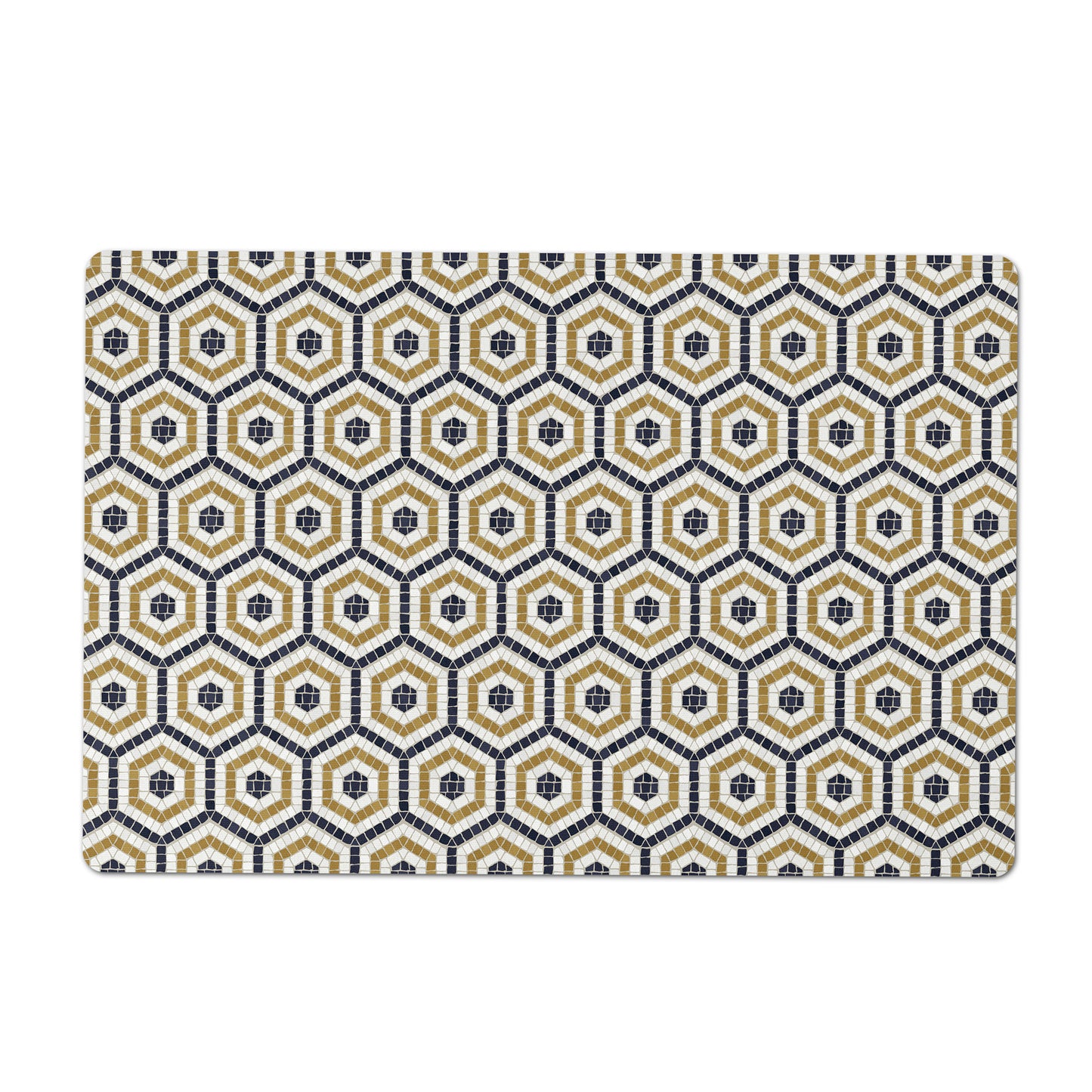 Pet Food Mat, Mosaic Bistro Tiles, Hexagon Pattern