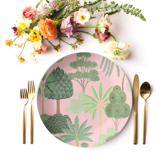 Palm Trees Plate, Pink & Green