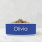 Personalized Ceramic Pet Bowl, Indigo Navy Blue and White