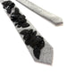 Grey Herringbone Tweed Upcycled Embellished Necktie – Black Beaded Sequin Applique