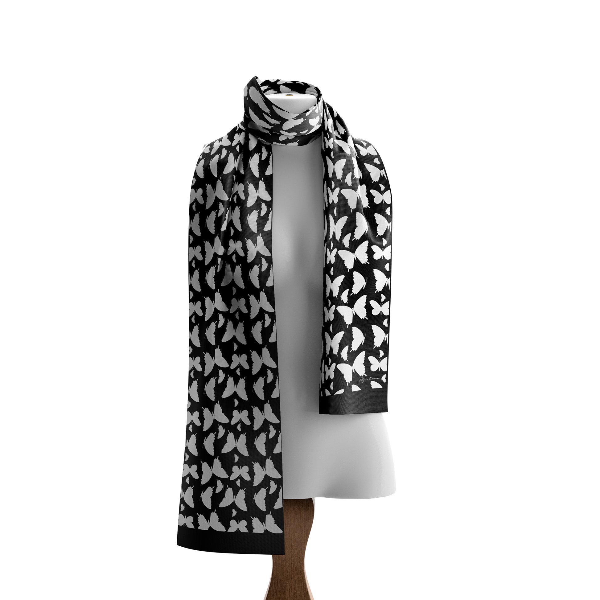 Black & White Butterfly Oblong Scarf for men and women