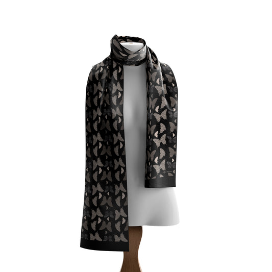 Animal Print Butterflies Oblong Scarf Black