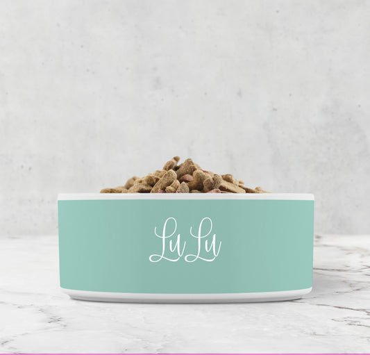 Personalized Ceramic Pet Bowl, Peppermint Green