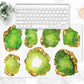 Green peridot and gold gemstone counter mat, desk pad, bar mat reverses to nonskid rubber back.