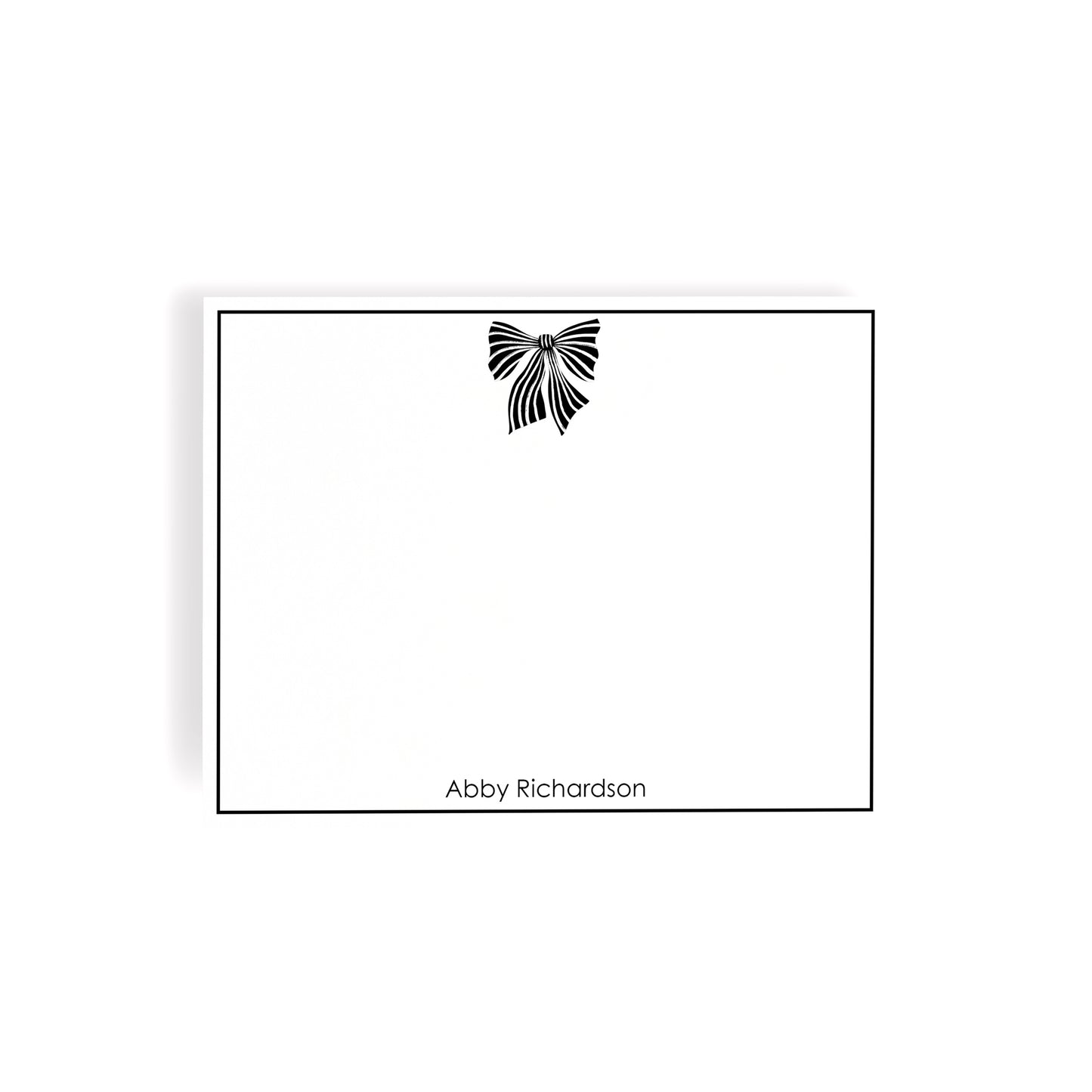 Personalized Chic Fashion Bow Notecards Set – Black & White + Coordinating Envelopes