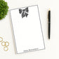 Notepad with striped fashion bow motif, border, custom name and desk accessories