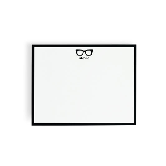 Personalized Stationery - Chunky Square Black Eyewear Notecards + Coordinating Envelopes