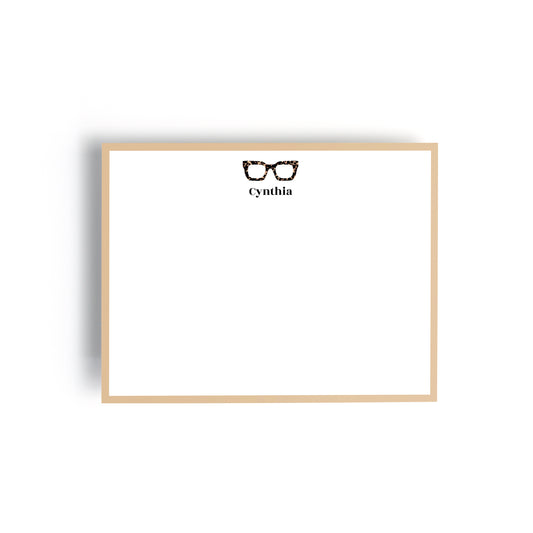 Personalized Stationery - Chunky Square Tortoiseshell Eyewear Notecards + Coordinating Envelopes