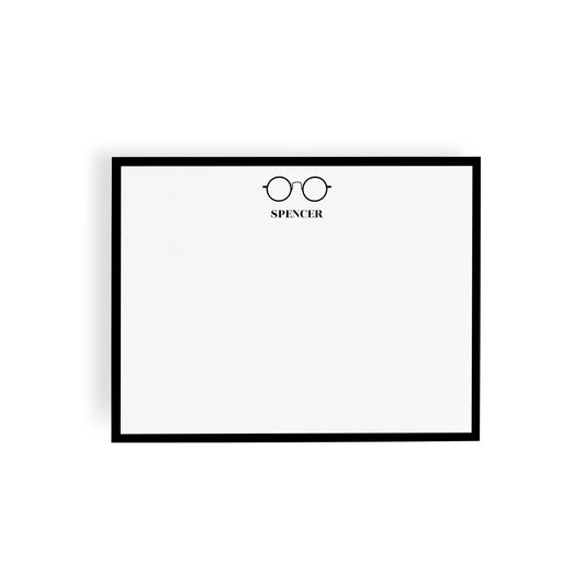 Personalized Stationery - Round Wire Eyeglasses Notecards + Coordinating Envelopes