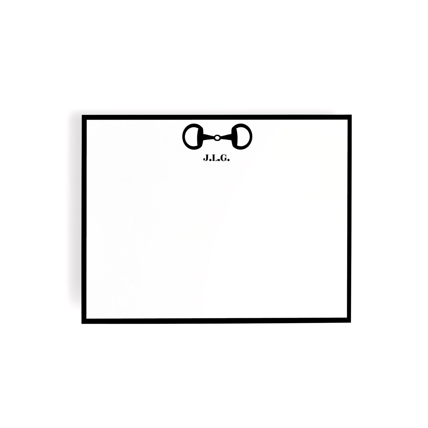 Personalized Equestrian Horsebit Stationery Set – Notecards & Hand-Lined Envelopes, Black