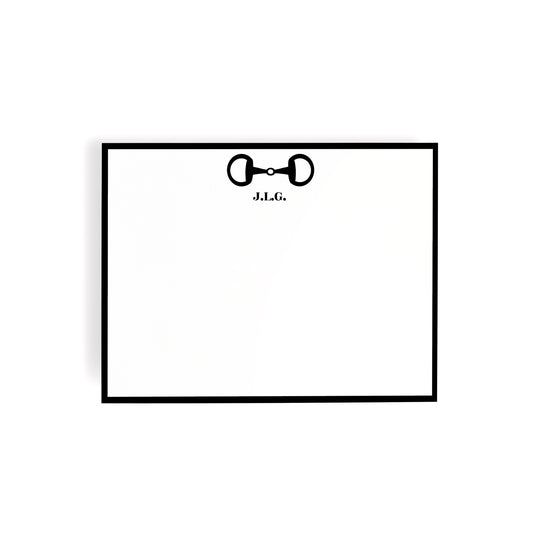 Personalized Equestrian Horsebit Stationery Set – Notecards & Hand-Lined Envelopes, Black