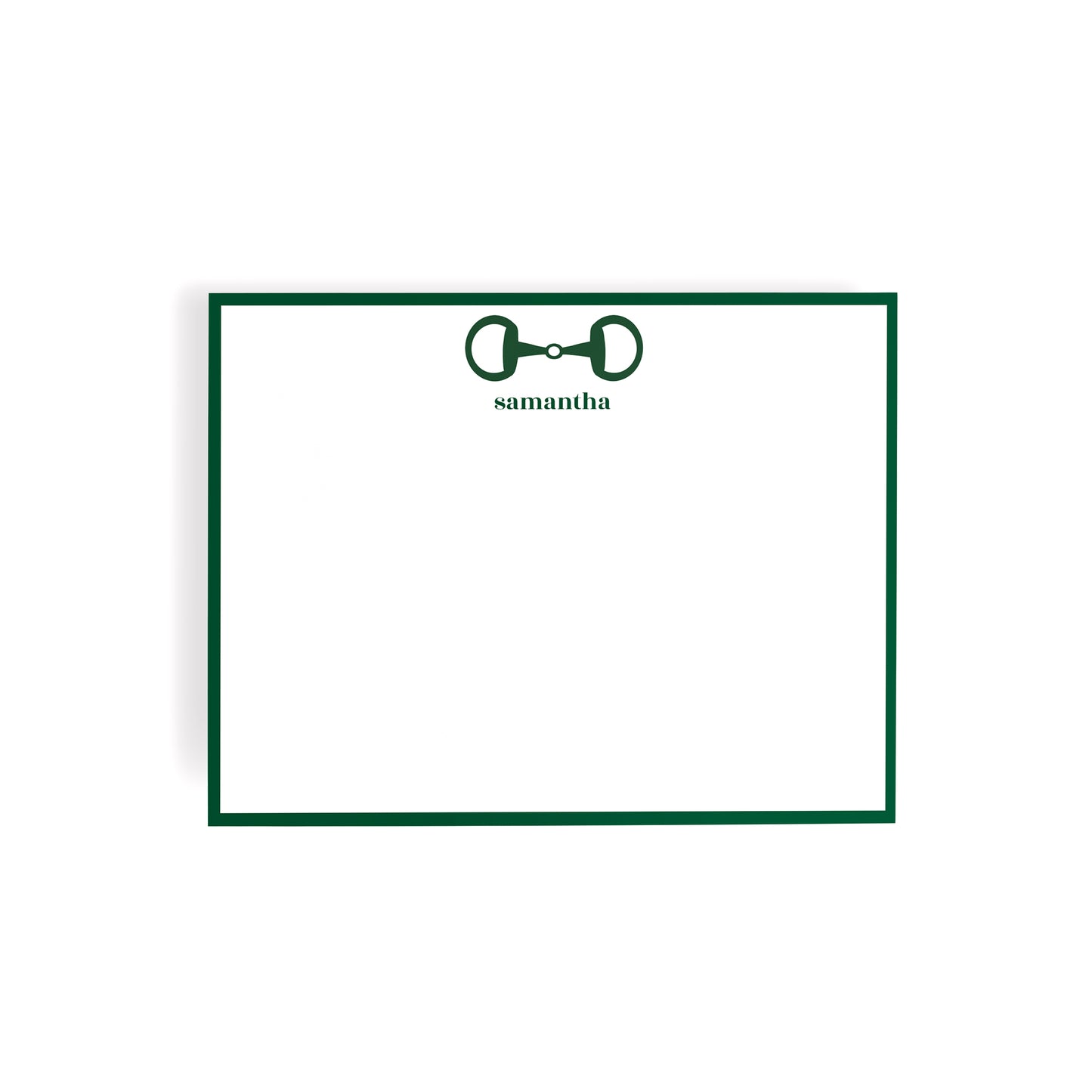 Personalized Equestrian Horsebit Stationery Set – Notecards & Hand-Lined Envelopes, Green