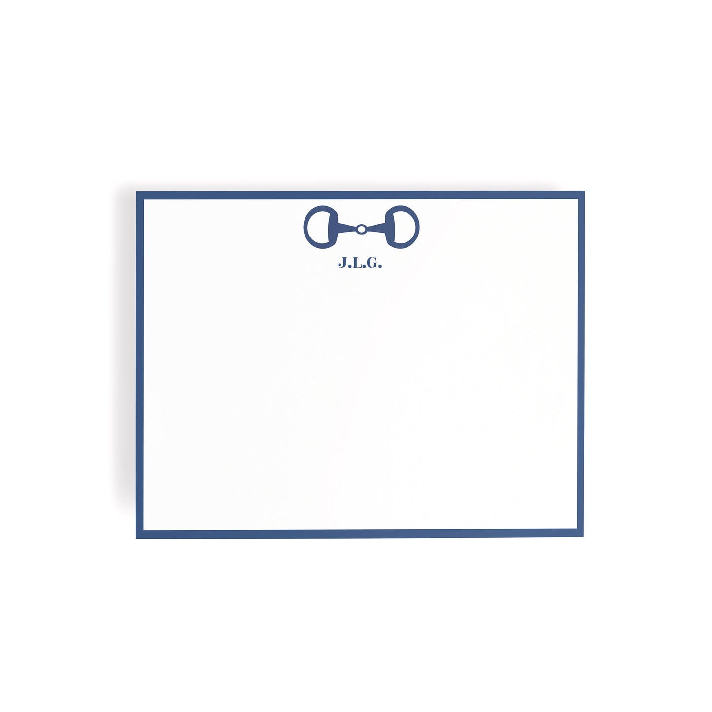 Personalized Equestrian Horsebit Stationery Set – Notecards & Hand-Lined Envelopes, Blue