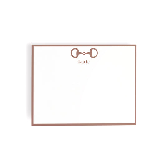 Personalized Equestrian Horsebit Stationery Set – Notecards & Hand-Lined Envelopes, Saddle