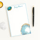Personalized Notepad with geode jewel design and pen on a white background