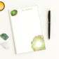 Personalized monogrammed paper notepad with peridot birthstone gem print
