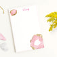 Personalized Paper Notepad Stationery with custom name and rose quartz birthstone gem print
