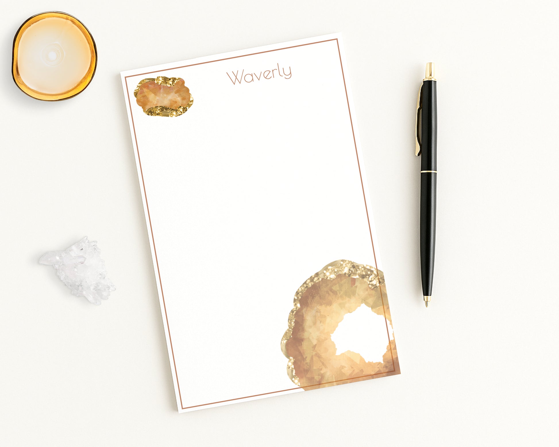 Personalized Paper Notepad with Topaz crystal jewel birthstone print