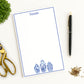 Writing notepad with ginger jar  motifs and custom name shown with desk accessories