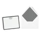 Personalized stationery set features hand drawn aviator eyewear icon, custom name monogram and matching lined envelope with stripes
