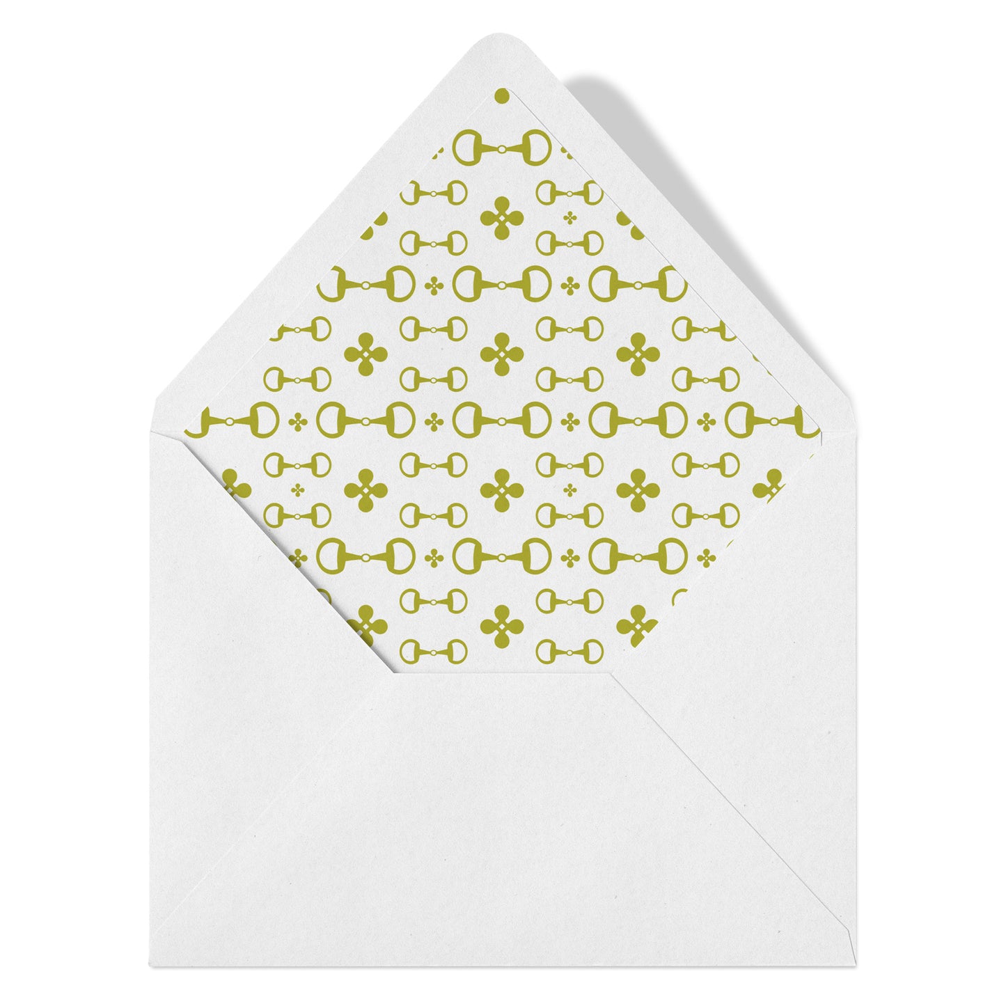 Personalized Equestrian Horsebit Stationery Set – Notecards & Hand-Lined Envelopes, Chartreuse Green