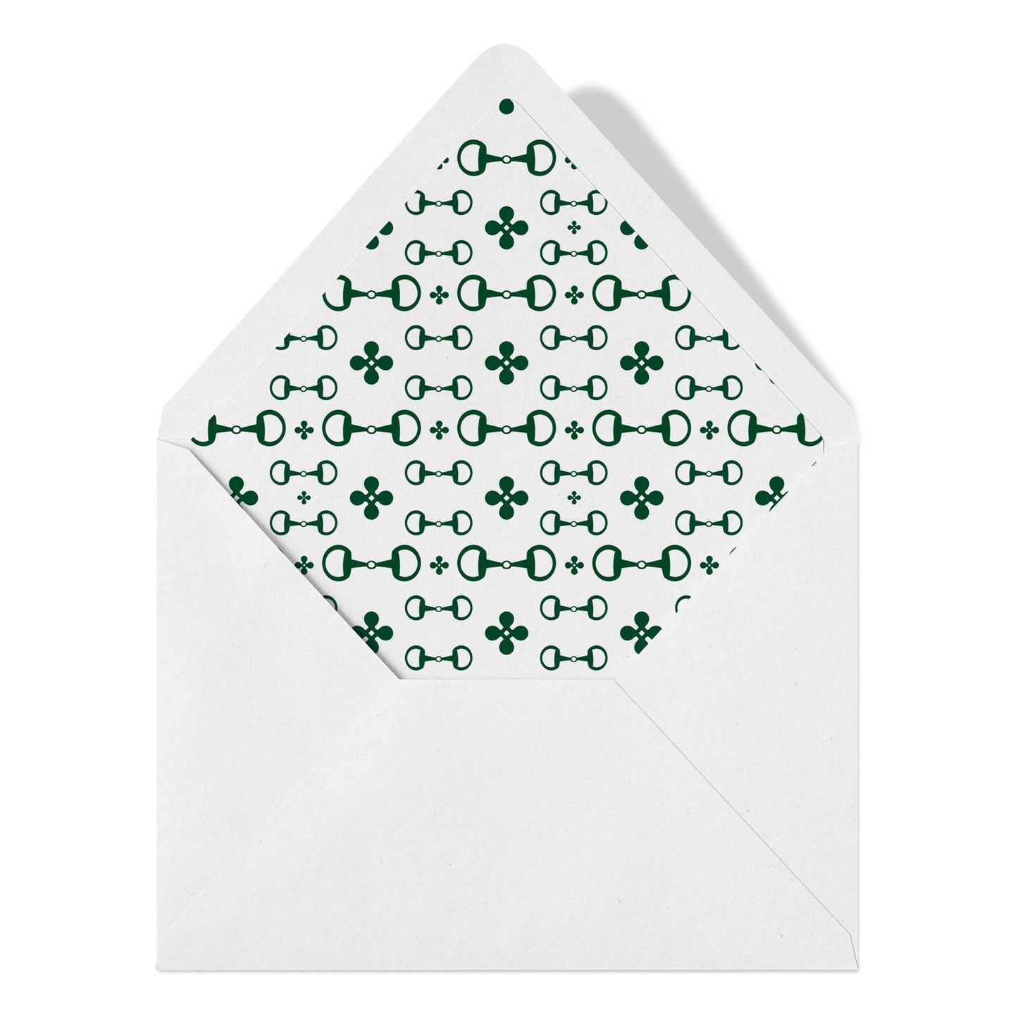 Personalized Equestrian Horsebit Stationery Set – Notecards & Hand-Lined Envelopes, Green