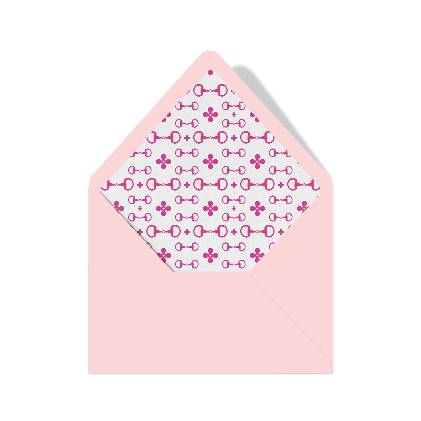 Personalized Equestrian Snaffle Bit Stationery Set – Notecards & Hand-Lined Envelopes, Fuchsia