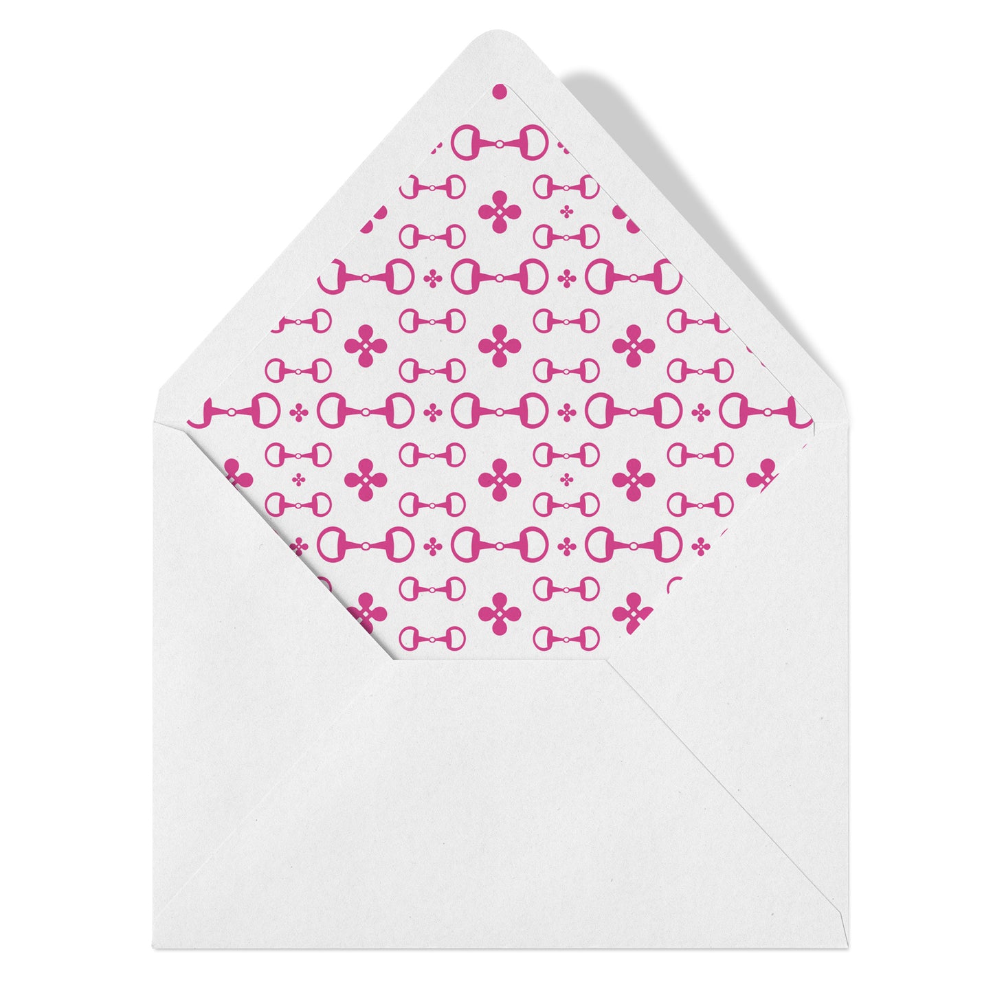 Personalized Equestrian Snaffle Bit Stationery Set – Notecards & Hand-Lined Envelopes, Fuchsia