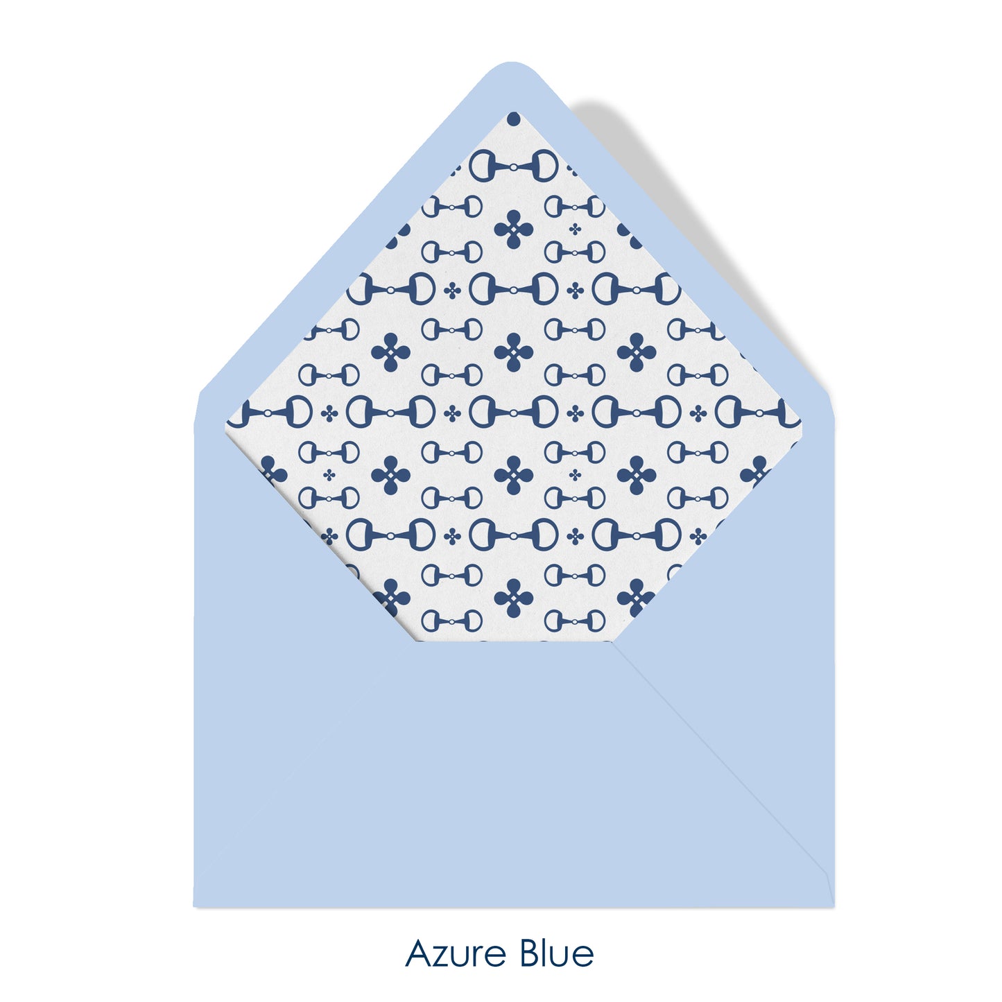 Personalized Equestrian Horsebit Stationery Set – Notecards & Hand-Lined Envelopes, Blue