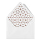 White envelope with brown pattern on a white background
