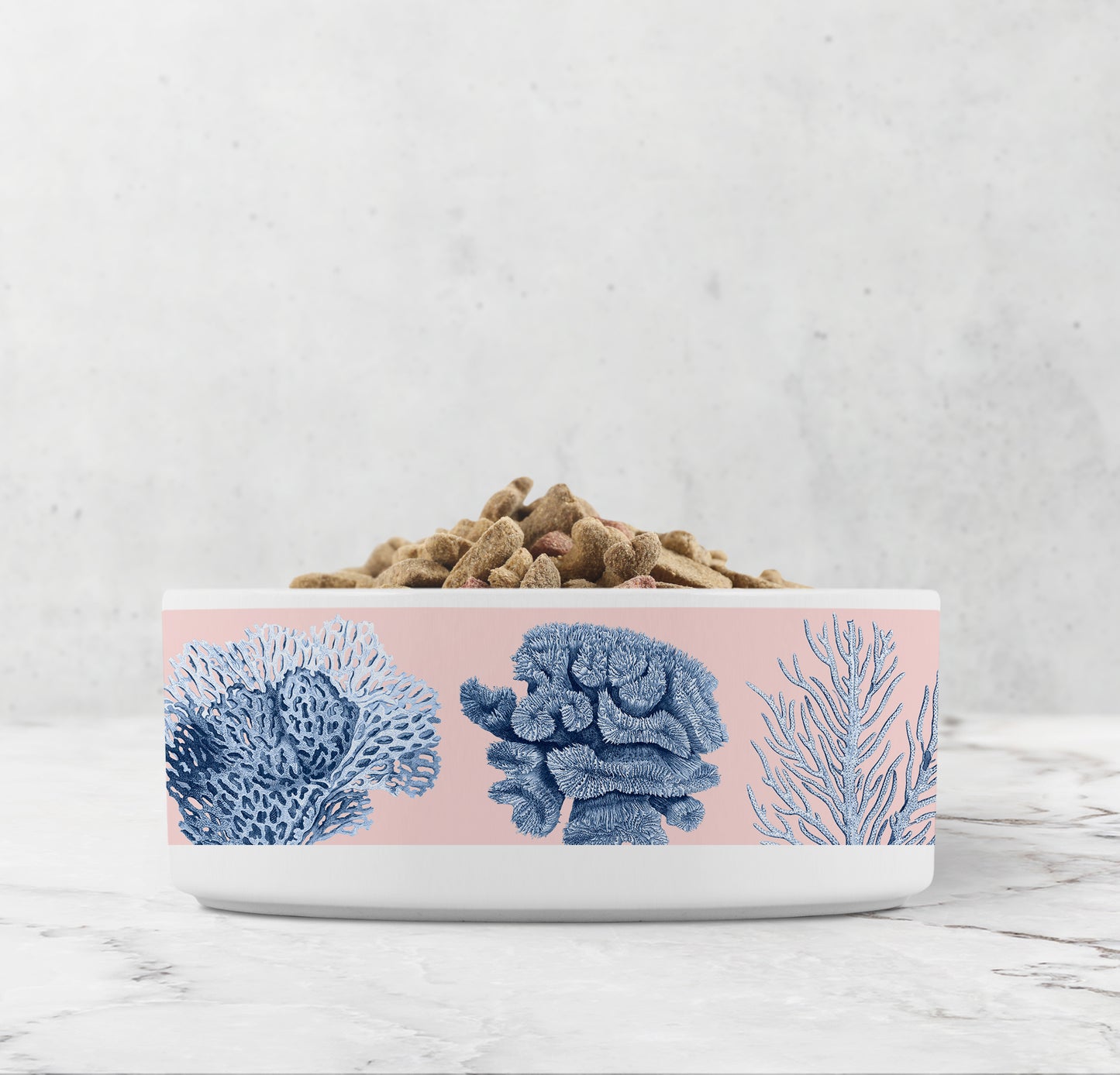 Blue Ocean Coral Pet Bowl, Ceramic, Pink