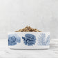 Ocean Coral Pet Bowl, Ceramic, White & Blue