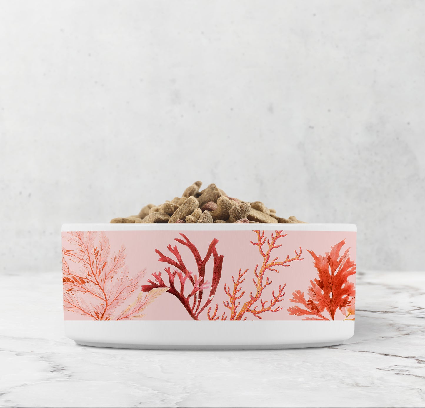 Coral Reef Pet Bowl, Ceramic, Pale Pink