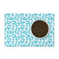 Pet Feeding Mat, Leopard Print, Aqua and White
