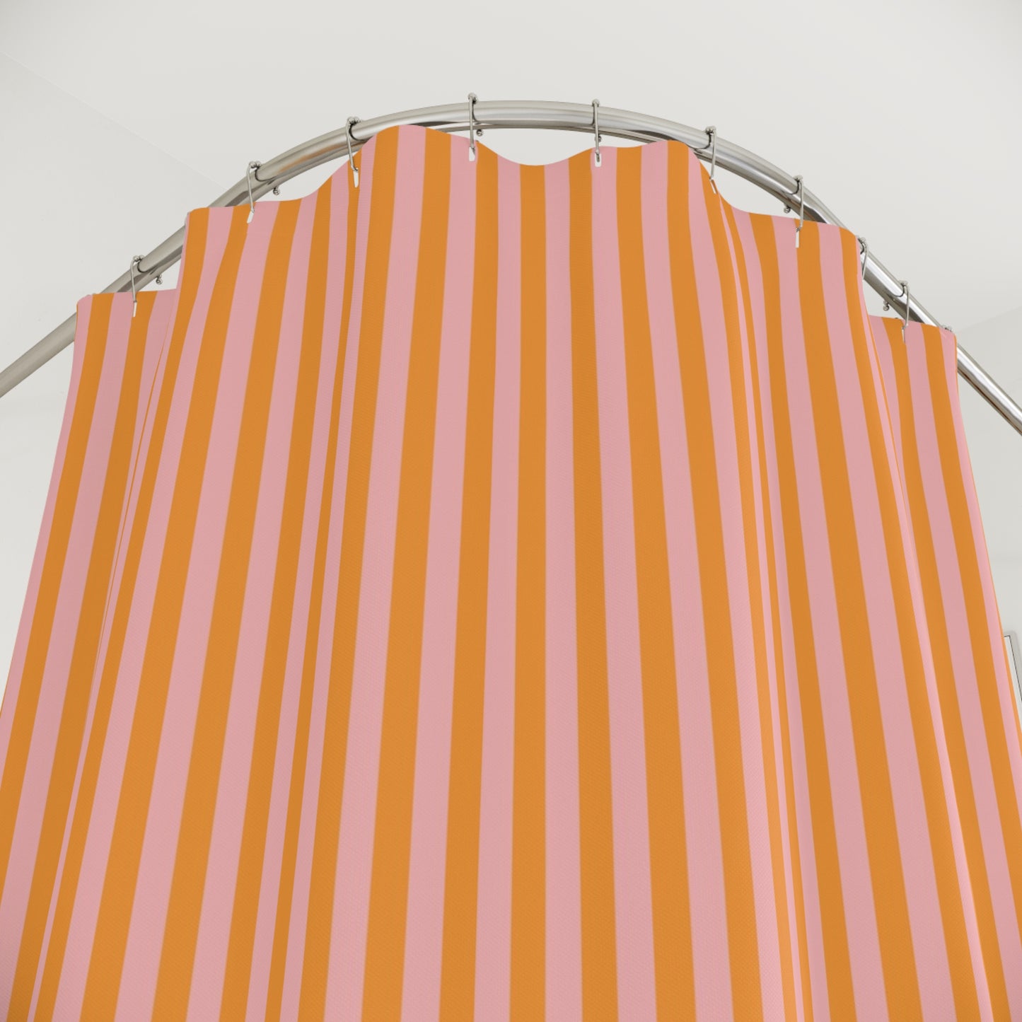 Colorful Canopy Stripe Shower Curtain, Pink and Orange